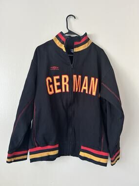 Vintage Umbro Germany Full Zip Track Jacket Black Red Yellow Size L